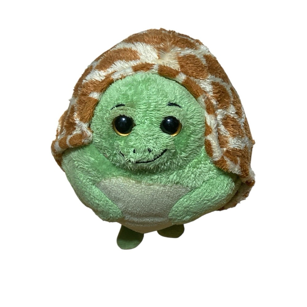 Ty Turtle Round Plush Ball 8" Plush Stuffed Animal Toy Green Brown Beanie Ballz